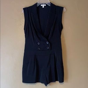 Silence + Noise Black Tuxedo Romper in Small